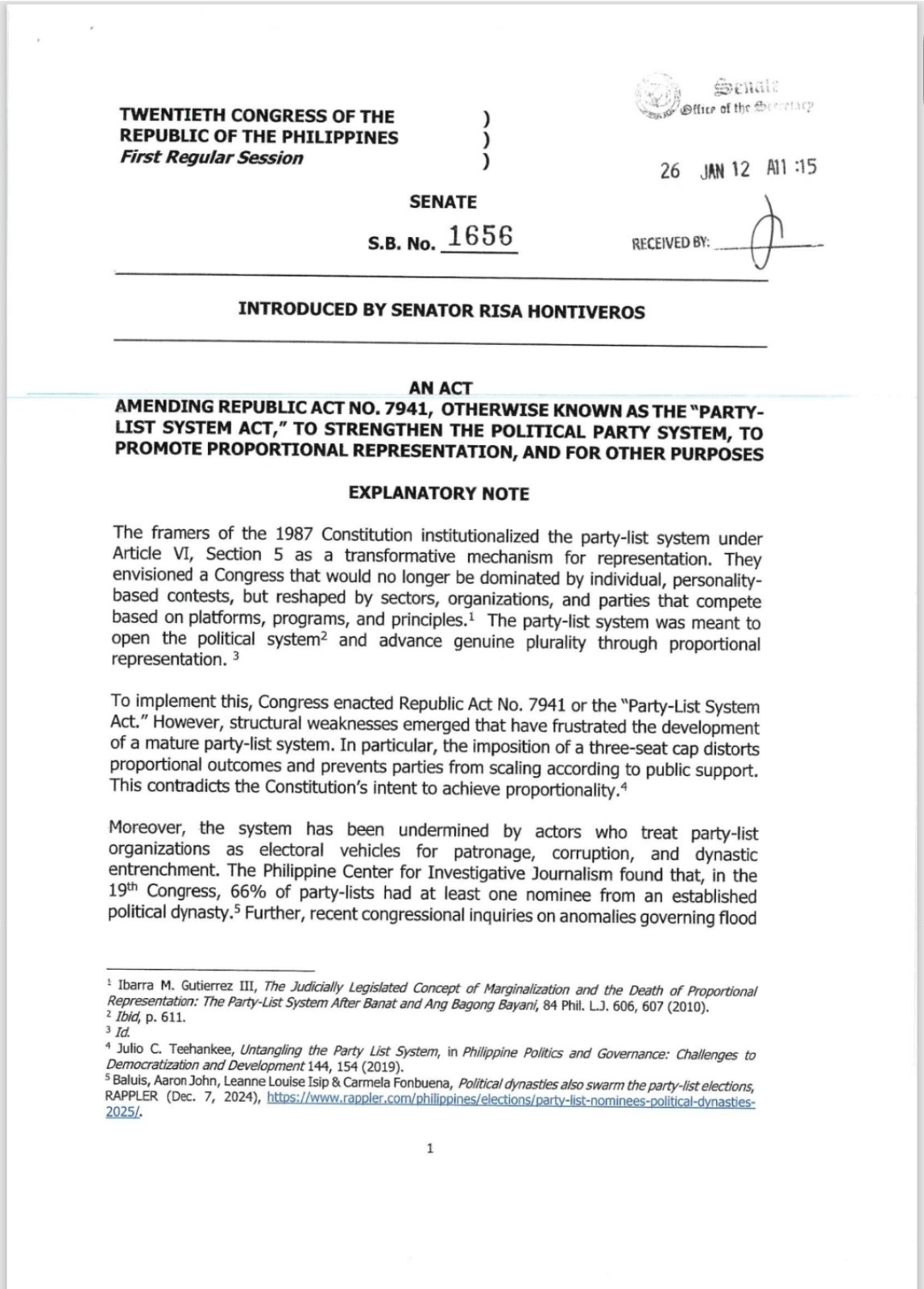 PARTYLIST SYSTEM, PINAAAMYENDAHAN; IGINIIT NA DI DAPAT GAMITIN SA RAKET