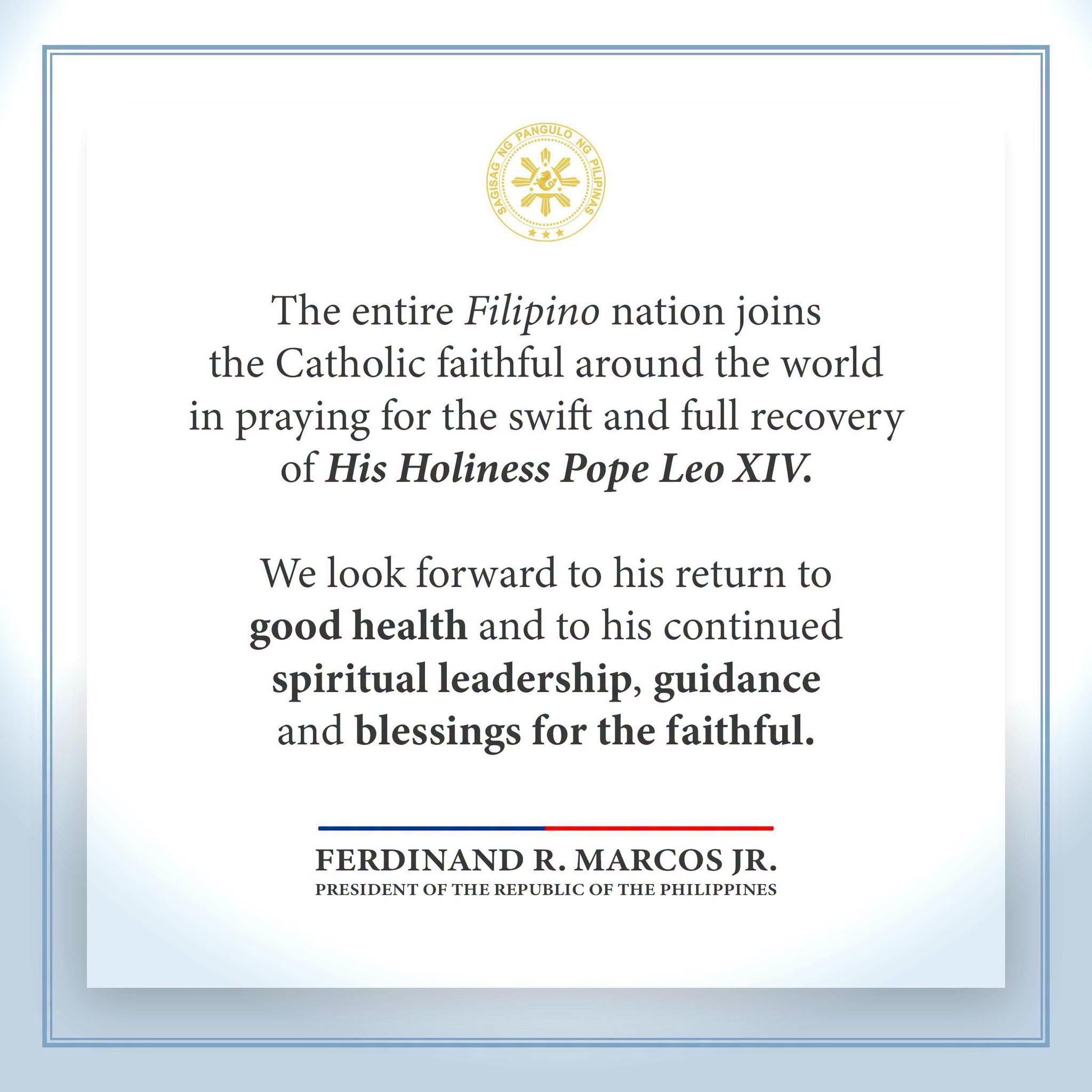 PILIPINAS, NAKIISA SA PAG-AALAY NG PANALANGIN PARA SA MABILIS NA PAGGALING NI POPE LEO